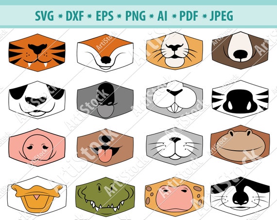 Download Animal Faces Svg Face Mask Svg Funny Pets Mouth Svg Emoji Etsy