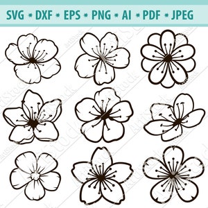 Cherry blossom SVG, Sakura flowers Svg, Cherry flowers clipart, Spring flowers for cricut, Blooming tree Dxf, Svg, Eps, Designs Cameo File