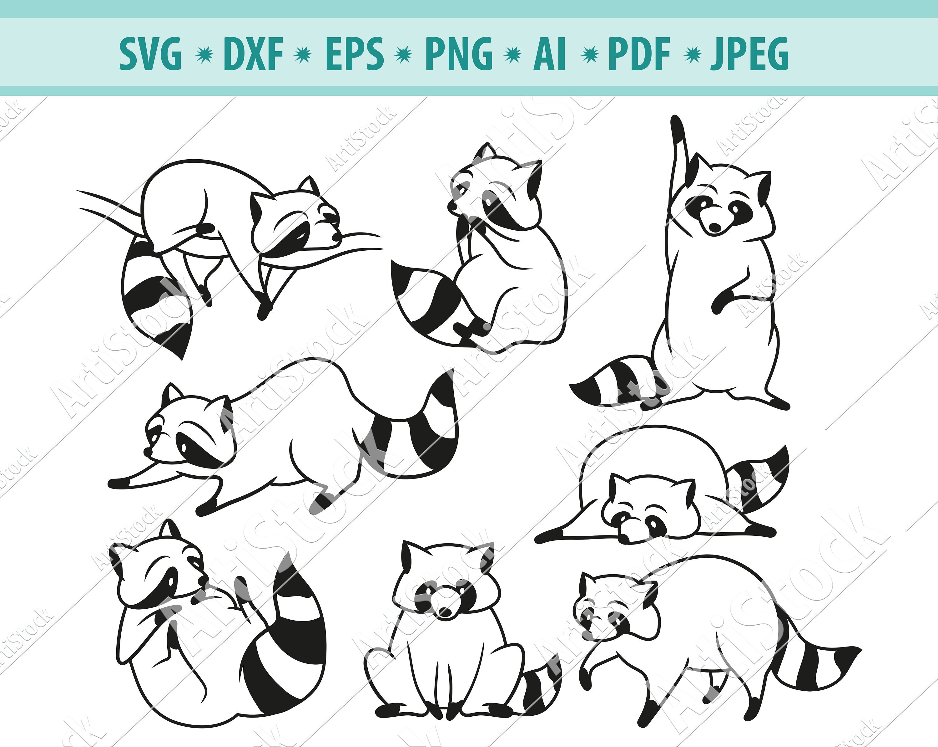 Raccoon Svg File Forest Animal Svg Striped Raccoon Svg Etsy Canada