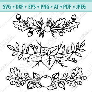 Guirlanda de outono svg, Ação de Graças svg, Flores de colheita de outono, Coroa Png, Coroa de outono Clipart, Folhas de outono Svg, Arquivo Svg de frutas, Png, Dxf, Eps