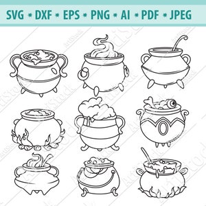 Cauldron SVG, Witch SVG, Halloween Clipart, Witch Potion Svg, Witch cauldron Svg, dxf, eps, png, Cutting File, Svg Cut File, Silhouette,