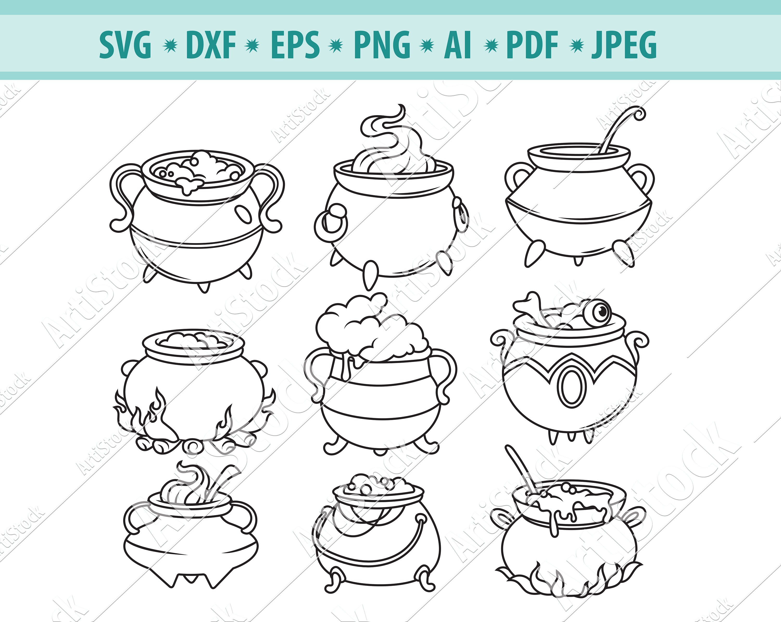 Witches Cauldron Clipart Black And White Cross