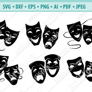 Vector theater masks, Comedy Tragedy svg, Comedy masks svg, Masks svg, Mask  designs, Mask clip art, eps, dxf, svg, png, Digital, graphical