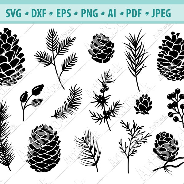 Pomme de pin SVG, Fall Svg, Pomme de pin boisée Svg, Plante d’automne Svg, Conifère cône Svg, Pomme de pin clipart, Pinecone cut file, Eps, Dxf, Png