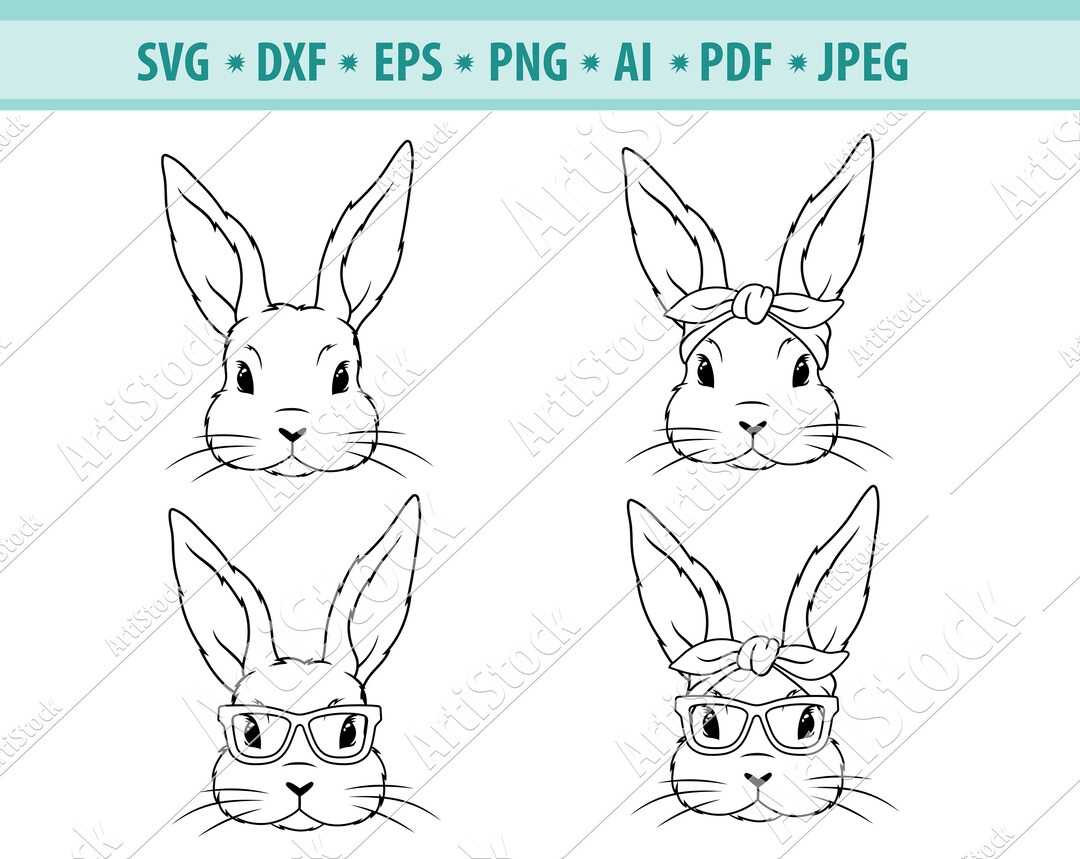 Bunny Svg, Easter Bunny Svg, Bunny Face Svg, Bunny With Glasses Svg ...