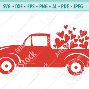 San Valentino camion Svg, giorno di San Valentino in formato Svg, camion rosso con cuore Svg, Valentine Svg, file di taglio per CriCut & Silhouette cameo, SVG, DXF, PNG