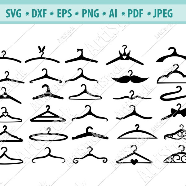 Hangers Svg, Clothes hangers svg, Closet Svg, Wardrobe Svg, Fashion hangers svg, Files for Cricut, Cut Files For Silhouette, Dxf, Png, Eps