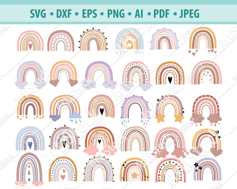 Download Clip Art Silhouette Baby Shower Svg Cute Rainbows Svg Rainbow Svg File Rainbow Png Rainbow Clipart Vector Rainbow Cut File Rainbow Kids Svg Art Collectibles