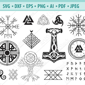 Simbolo vichingo Svg, Nordic Viking Svg, Yggdrasil Svg, Vegvisir svg, Mjolnir Svg, Viking clipart, Galdrastav svg, Norse pagan Png, Silhouette