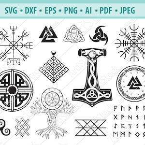 Viking symbol Svg, Nordic Viking Svg, Yggdrasil Svg, Vegvisir svg, Mjolnir Svg, Viking clipart, Galdrastav svg, Norse pagan Png, Silhouette