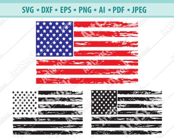 US flag svg, distressed flag svg, US flag clipart, american flag svg, USA flag, cricut silhouette – eps, dxf, png, pdf, svg – digital files