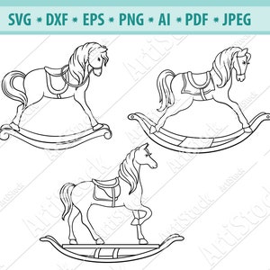 Arquivo SVG de cavalo de brinquedo, cavalo de balanço Svg, carrossel infantil Svg, clipart de cavalo de balanço, cavalo de cadeira de balanço Svg, vetor, cavalo bebê Png, Dxf, Eps