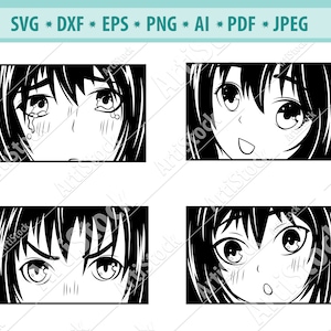 Anime Svg bundle, Anime girl svg, Cartoon girl Svg, Anime scene Svg, Silhouette cameo, File for cricut, Emotion Svg, Svg Cut File, Eps, Dxf