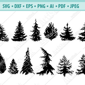 Pine tree Svg, Forest Svg, Christmas tree Svg, Spruce tree Svg, Fir tree Svg, Nature Svg, Tree silhouette, Trees Svg, Svg Cut file, Eps, Dxf