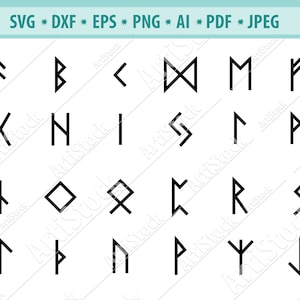 Rune nordiche Svg, rune vichinghe svg, Rune Svg, alfabeto vichingo Svg, Lettere svg, rune celtiche Png, Fuþark antico Dxf, Eps, File per cricut