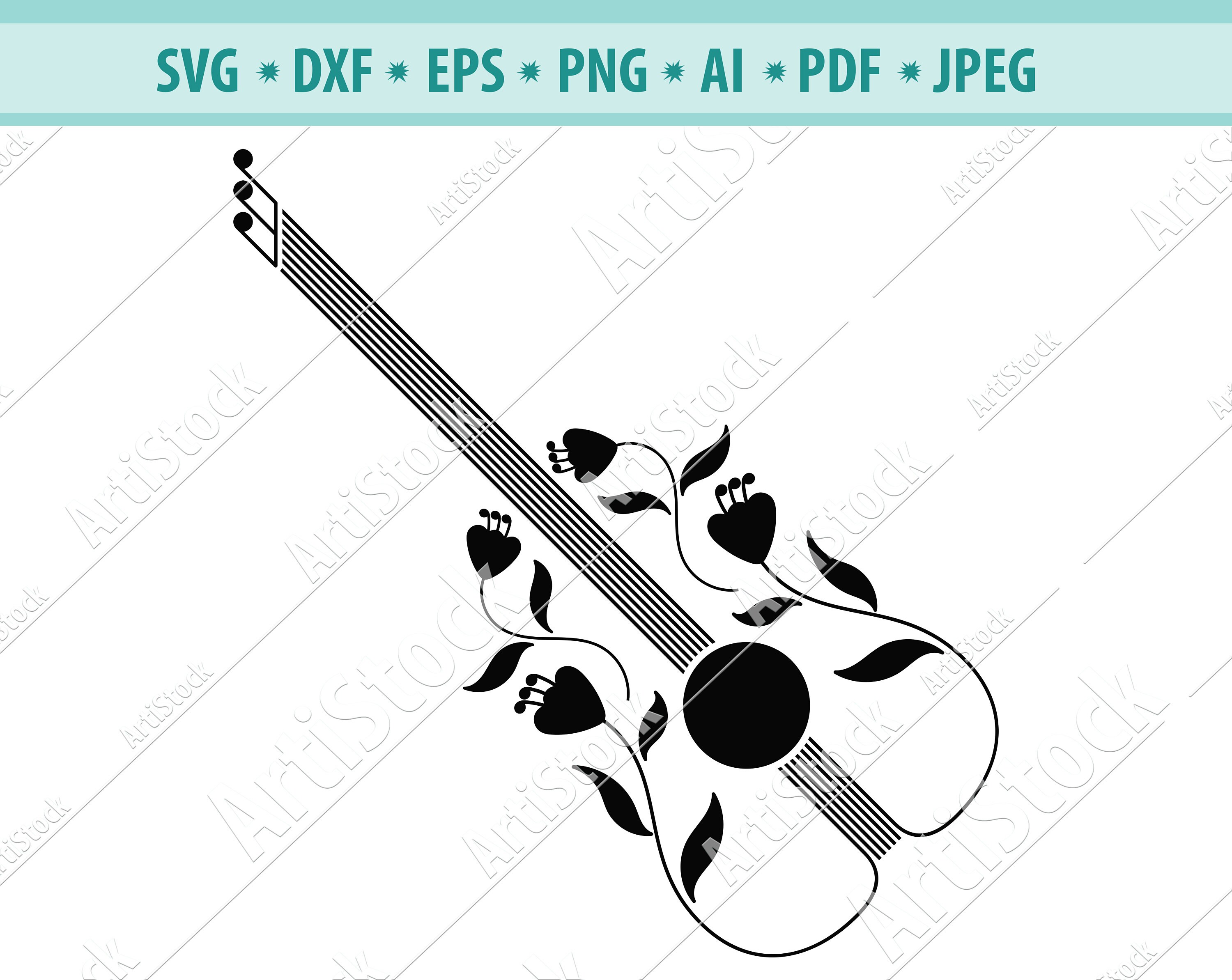 Download Electric Guitar Svg Guitar Notes Dxf Guitar Clipart Svg Files Printing Design Cutting Guitar Silhouette Guitar Rock And Roll Cricut