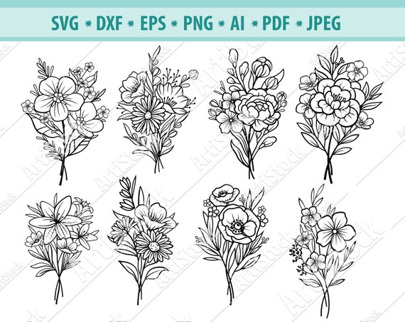 Download Flower SVG files Bouquet SVG file Bouquet of Flowers SVG ...