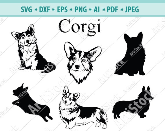 コーギー SVG - コーギー シルエット SVG - 犬 SVG - デジタル 