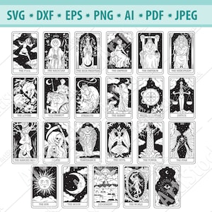 Tarocchi svg, Tarocchi strega svg, Arcana maggiore svg, Tarocchi celesti Svg, Sole svg, Indovino Svg, Mazzo di tarocchi Svg, Vettoriale, Eps, Dxf, Png