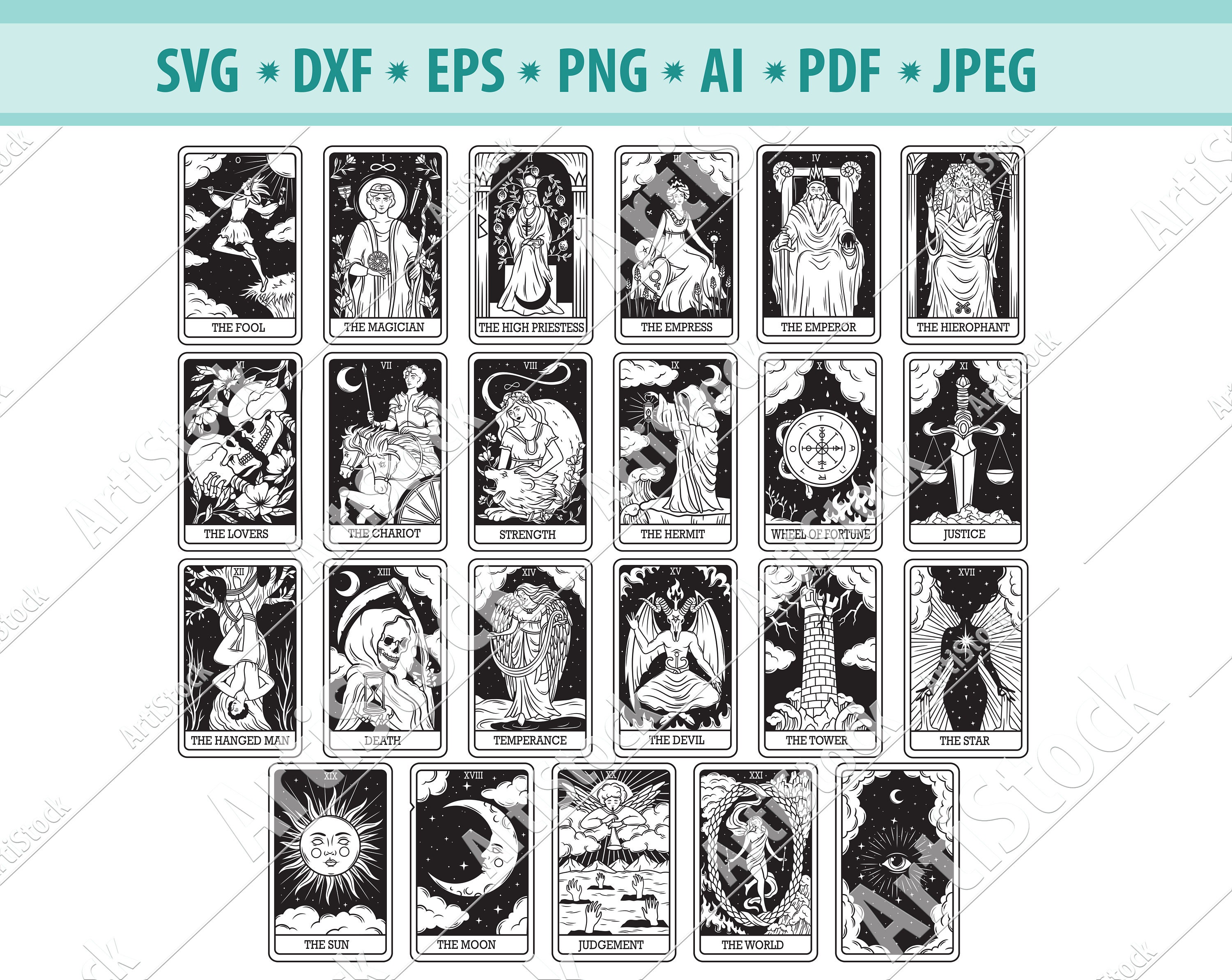 Tarot Cards Svg Witch Tarot Svg Major Arcana Svg Celestial - Etsy Singapore