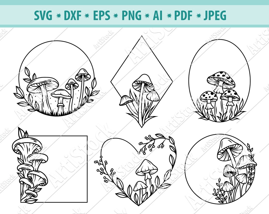 Mushroom Frame Svg, Mushroom Clipart, Mushroom SVG, Autumn Frame Svg