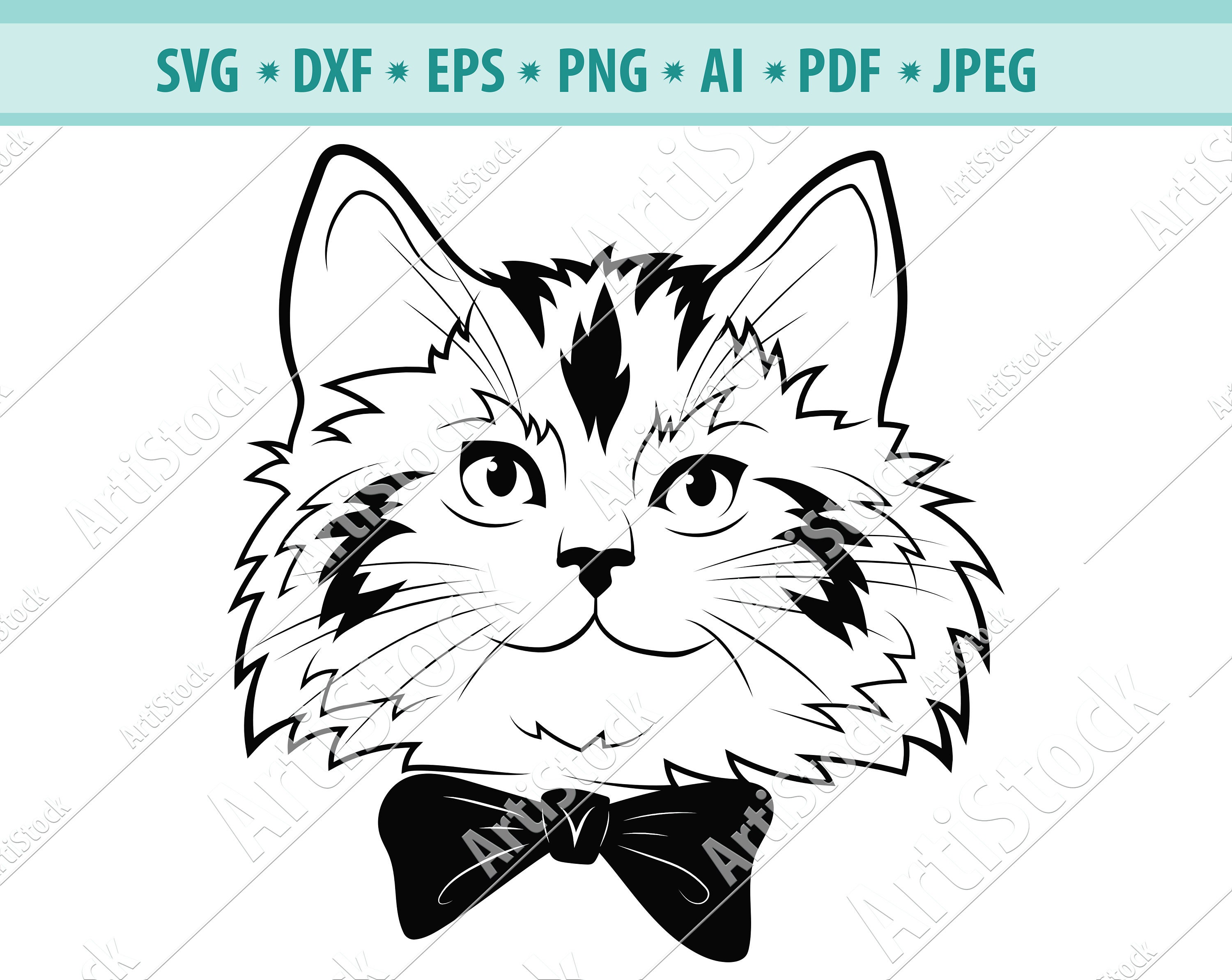 Download Cat Svg File Stylized Cat Silhouette Svg Png Dfx Cat Etsy