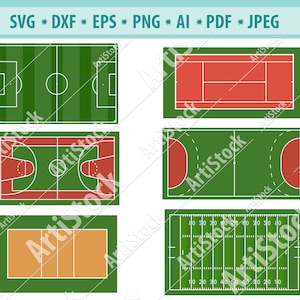 Stadion veld SVG bestand, Sport court Svg, Sports Png, Court Clipart, Sport court clipart, Full field Svg, Silhouette cameo, Fields cut file