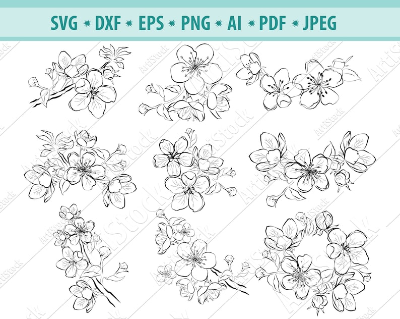 Cherry Blossom SVG Sakura Flowers Svg Cherry Flowers - Etsy Australia