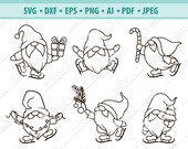 Gnome SVG, Cute Garden Gnome SVG, Nordic Gnome Svg, Gnome Ice Skates SVG, Holiday Gnome svg, Christmas Gnomes Svg, Silhouette, Dxf, Eps