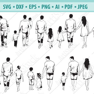 Famille avec le bébé SVG, famille heureuse PNG, Père avec l’enfant SVG, png de jour de père, le fichier de coupe d’amour de mères, famille pour cricut, jeune famille, Dxf
