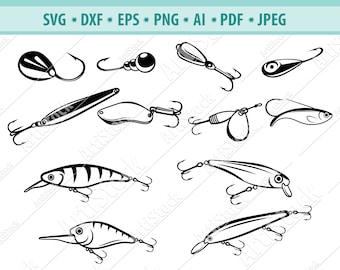 Fishing Bait Svg, Fishing Svg, Fishing Clipart, Fishing Files for Cricut, Fishing Cut Files For Silhouette, Fishing lures Svg, Dxf Png Eps