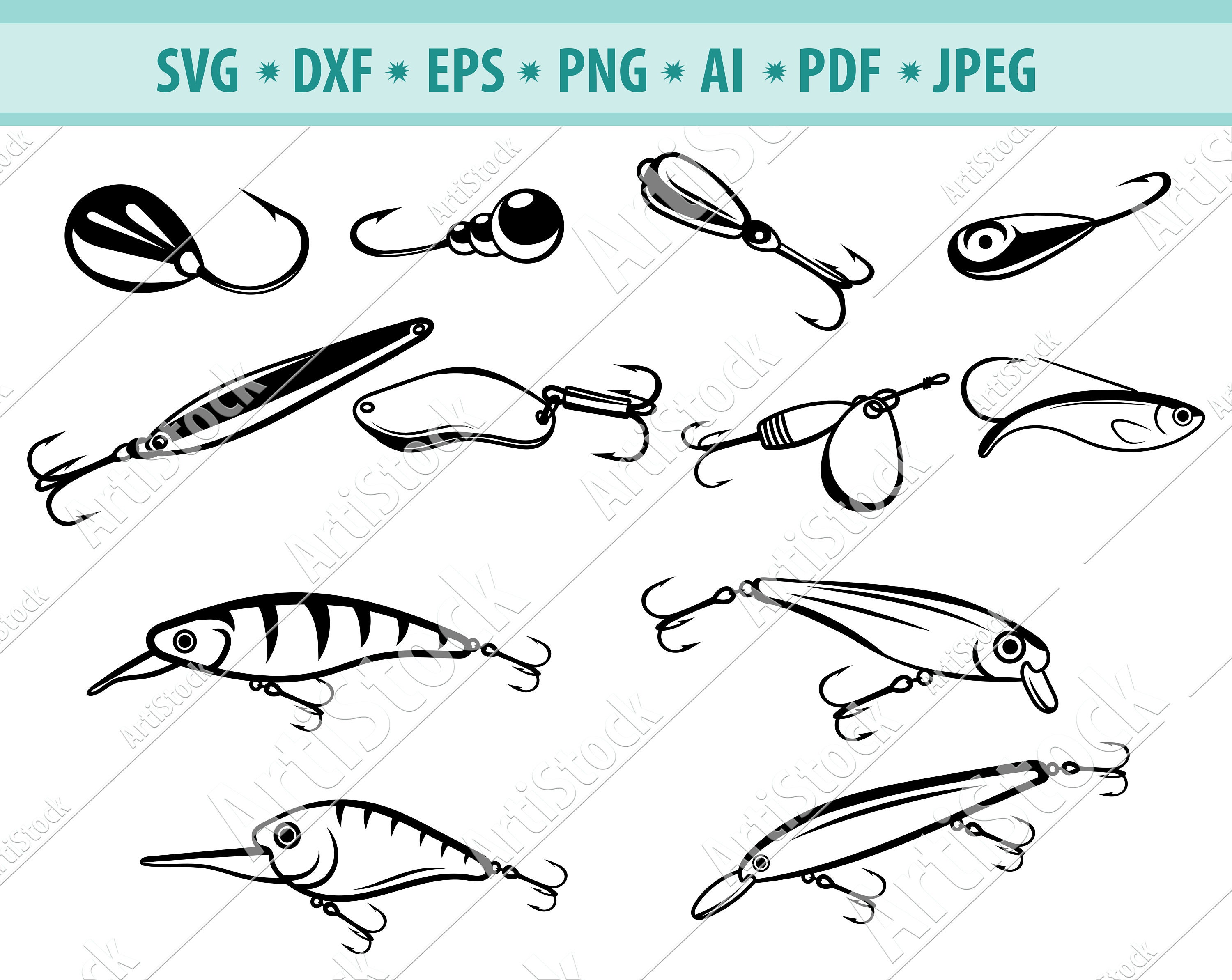 Fishing Bait Svg, Fishing Svg, Fishing Clipart, Fishing Files for Cricut,  Fishing Cut Files for Silhouette, Fishing Lures Svg, Dxf Png Eps 