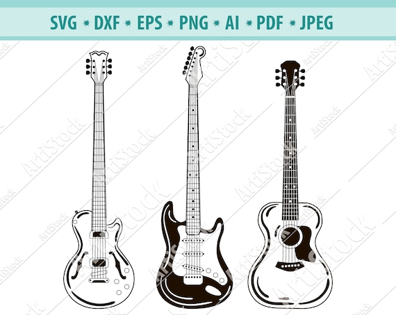 Download Guitar Svg Guitar Vector Guitar Silhouette Guitar Etsy