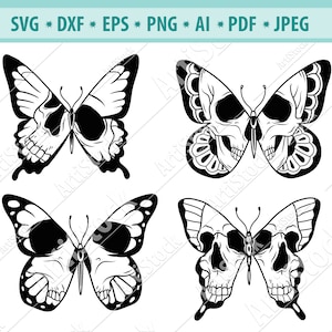 Butterfly Skull SVG, Skeleton SVG, Gothic Butterfly Svg, Skull Butterfly Svg File, Halloween butterfly Svg, Skull Animal Svg, Dxf, Png, Eps