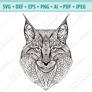 Zentangle Cat SVG, Mandala Cat SVG, Cat for cricut, zentangle for cricut, Cat cricut design, intricate svg file, Cat cricut, Wild Cat, lynx