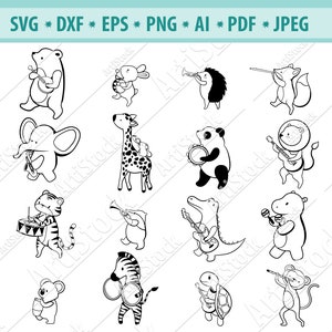 Tiere Band Svg, Jazz Haustier Band Svg, Tierorchester Svg, Cartoon-Band Svg, Musik Tier Svg, Tier SVG, Musikband Svg, Datei für Cricut