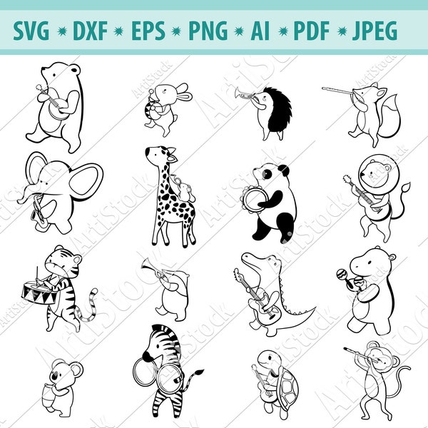 Animals band Svg, Jazz pet band Svg, Animal orchestra Svg, Cartoon band Svg, Music animal Svg, Animal SVG, Musical Band Svg, File for Cricut