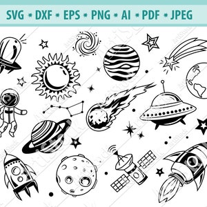 Space Svg Bundle, Cartoon Space Svg, Planets Svg, Earth Svg, Astronaut Svg, Universe space SVG, Cosmic bodies Svg, Star Svg, Vector dxf, png