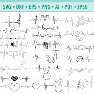 Heartbeat svg | Healthcare svg|Stethoscope svg | Pulse svg| Silhouette | Vector | Clipart | Svg | Png | Eps | Dxf | Pdf | Cricut | Cut File