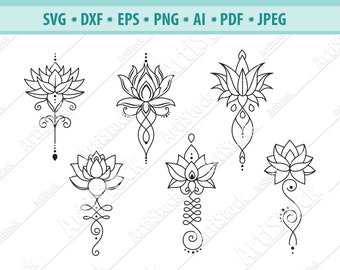 Lotus Svg file, Lotus Mandala Svg, Lotus flower Svg, Lotus Silhouette, Lotus Clipart, Flower svg, Yoga sigh Svg, Namaste Png, Eps, Vector