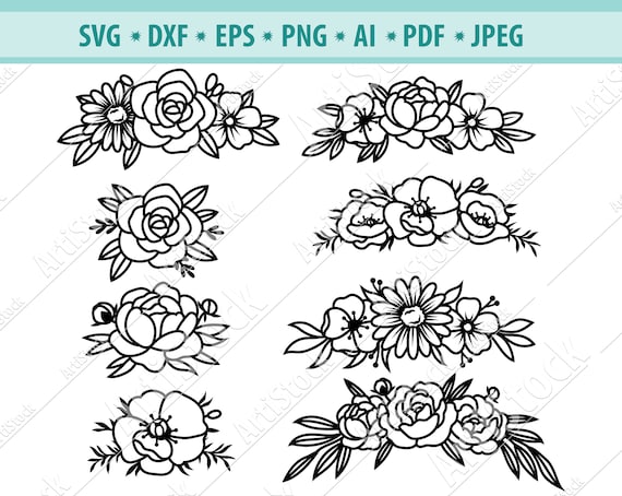 Flower Svg Files Flower Wreath Svg Floral Headband Svg Etsy