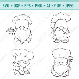 Cooking gnome Svg, Chef gnome Svg, Gnomes Cooks SVG, Gnomes Svg, Kitchen Svg, Baking Gnome Svg, Gnome cut file, Gnome Clipart, Eps, Dxf, Png
