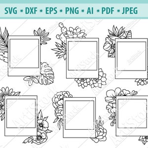 Floral photo frame Svg, Flower Photos Svg, Square Frame SVG, Photo Frame Svg, Cactus frame Svg, Photo picture with flower Svg, Eps