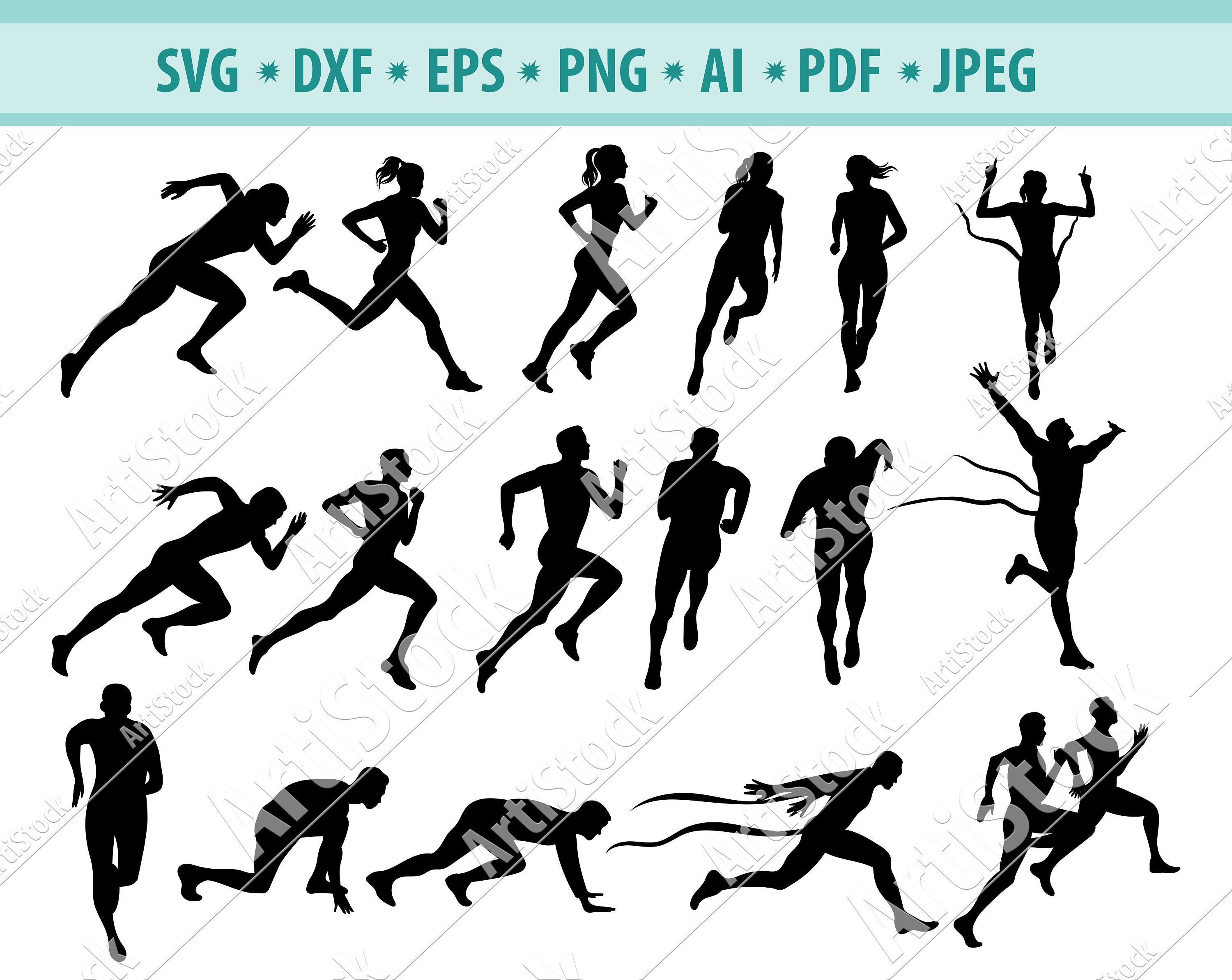 Different Levels Of Human Running Speed Royalty Free SVG, Cliparts