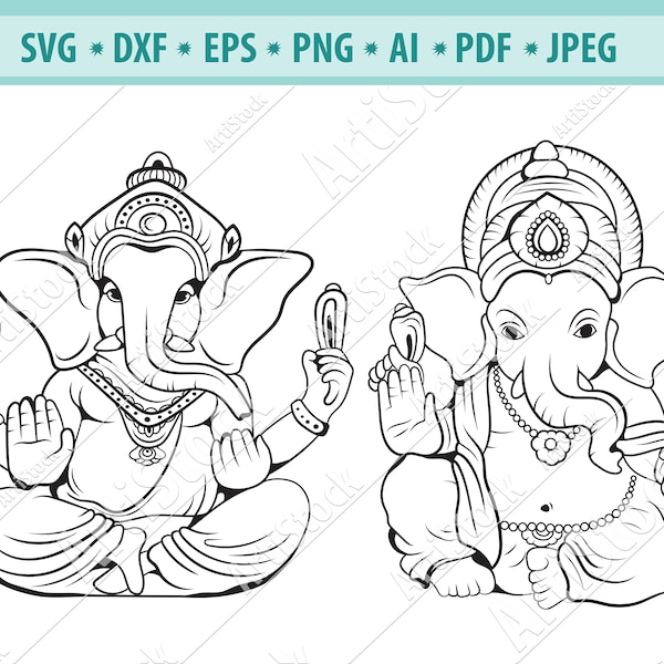 Ganesha Svg, God Ganesha Svg, Indian God  Svg, Hindu Elephant, Indian God Svg, Hinduism Svg, Religion symbol, Ganesha clipart, PNG, JPG,