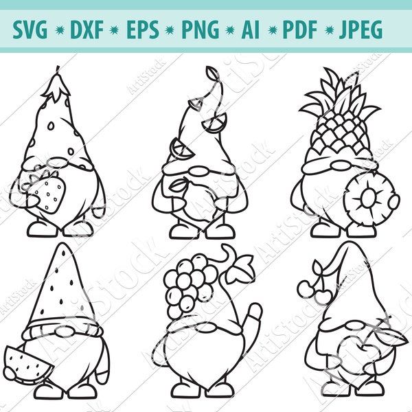 Fruits Gnome SVG, Summer Gnome Svg, Gnomes with berry hat Svg, Watermelon Gnome Png, Strawberry gnomes Svg, File for cricut, Eps, Jpg, Png