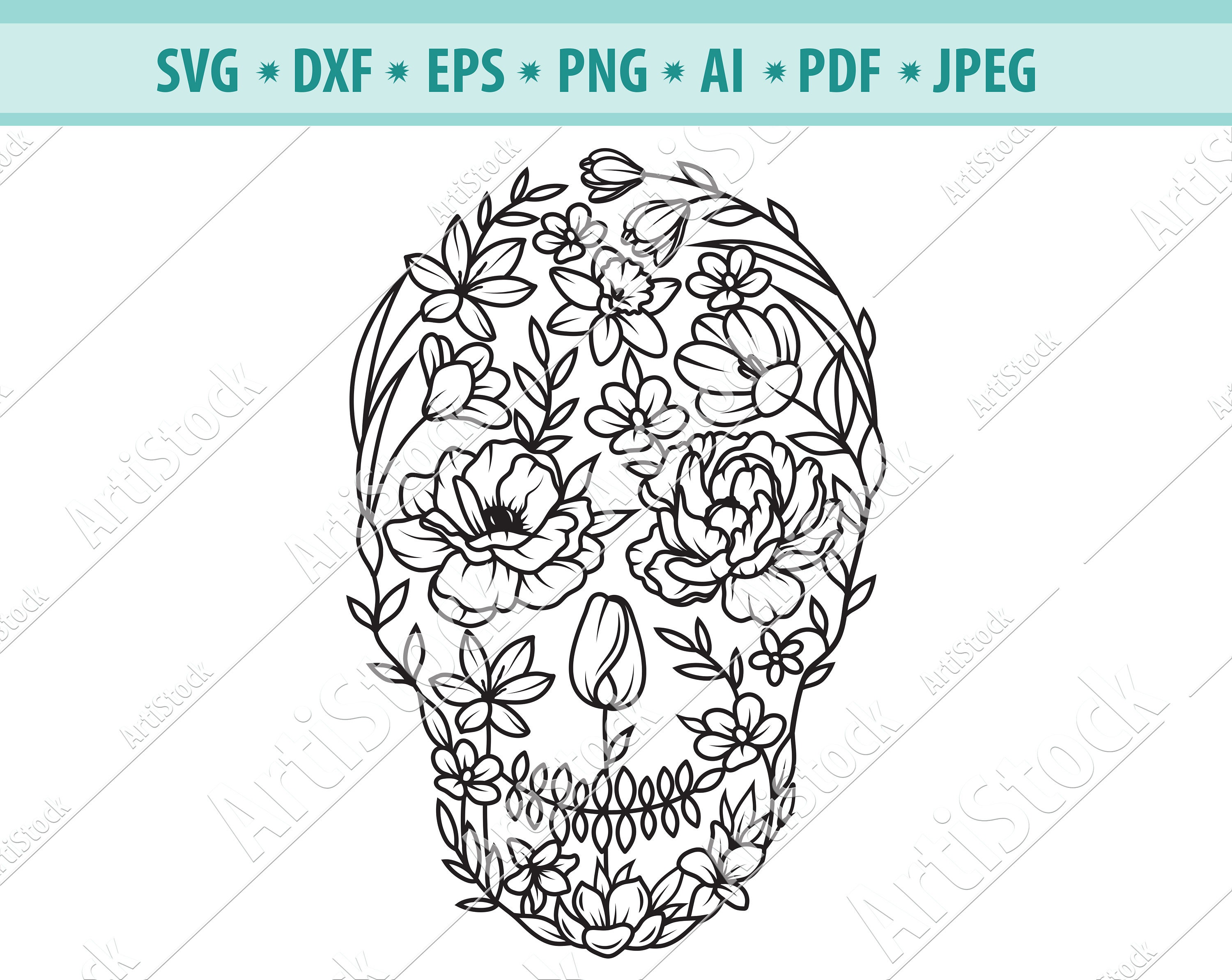 Floral Skull - Etsy