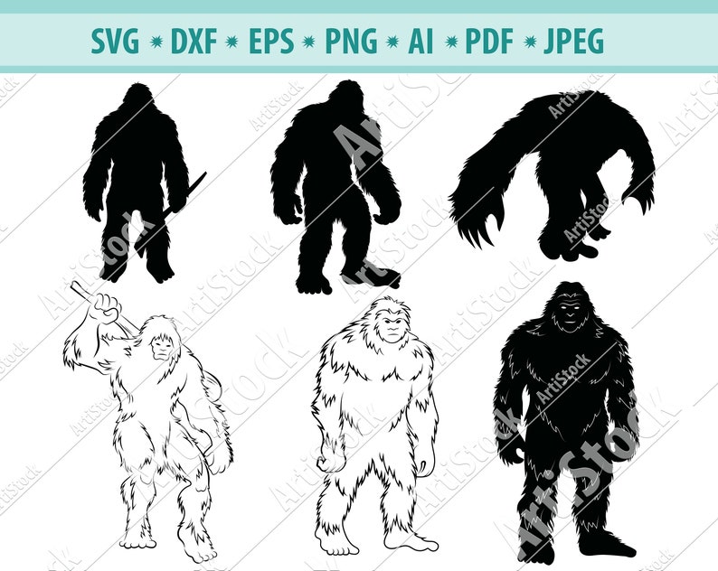 Download Clip Art Png Bigfoot Clipart Sasquatch Svg Big Foot Svg Bigfoot Svg Bundle Vector Bigfoot Cut Files For Silhouette Files For Cricut Dxf Art Collectibles