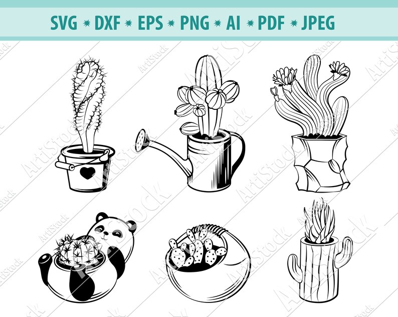 Download Clip Art Cactus Clipart Cactus Pots Svg Succulents Svg Tropic Plant Svg Jpg Silhouettte Cameo Dxf Png Houseplants Svg Eps Cactus Svg Bundle Art Collectibles