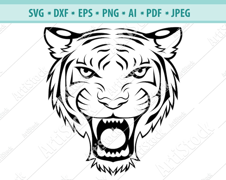 Tiger Face Tiger SVG head of a tiger clipart File Cutting | Etsy